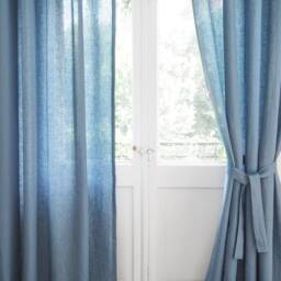 Linen Curtain Belt Made From Medium Linen - 160 G/M2/ in Dusty Blue - thumbnail 3