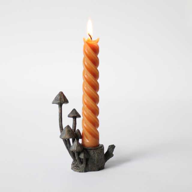 Mushroom Candle Holder - Rustic Woodland Tree Stump Fungi - image 1