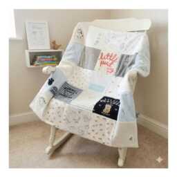Square Keepsake Memory Blanket With Name, Professionally Handmade From Baby Clothes, Soft Fleece Backing - thumbnail 2