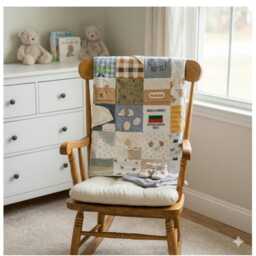 Square Keepsake Memory Blanket With Name, Professionally Handmade From Baby Clothes, Soft Fleece Backing - thumbnail 3