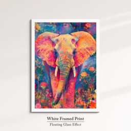 Elephant in Flowers Abstract Oil Painting Framed Print & Canvas Large Portrait Wall Art Poster Home Decor Interior Animal Lover Gift - thumbnail 3