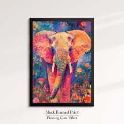 Elephant in Flowers Abstract Oil Painting Framed Print & Canvas Large Portrait Wall Art Poster Home Decor Interior Animal Lover Gift - thumbnail 2