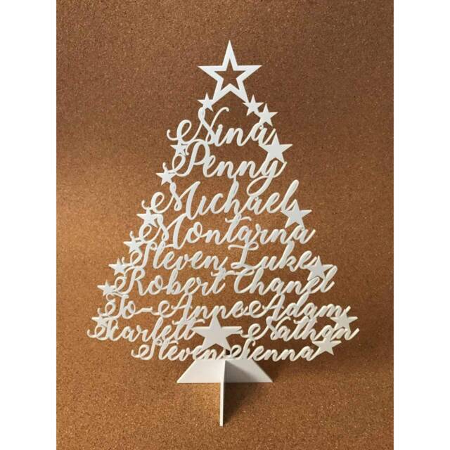 Personalized Christmas Tree - Laser Cut Family Ornament With Custom Names Holiday Home Decoration - image 1