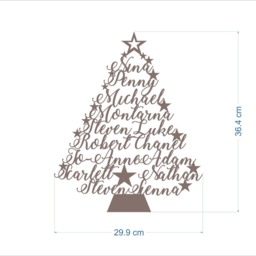 Personalized Christmas Tree - Laser Cut Family Ornament With Custom Names Holiday Home Decoration - thumbnail 3