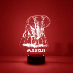 Light Up Acrylic Elephant, Custom Engraved Night Light, Personalized Free, 16 Color Options With Remote Control