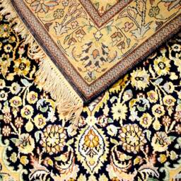 Traditional Luxury Handmade Silk On Cotton Rug, Handwoven Persian Design Home Decorative Rug, 4x2.5 Sq.ft Size - thumbnail 4
