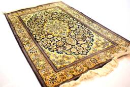 Traditional Luxury Handmade Silk On Cotton Rug, Handwoven Persian Design Home Decorative Rug, 4x2.5 Sq.ft Size