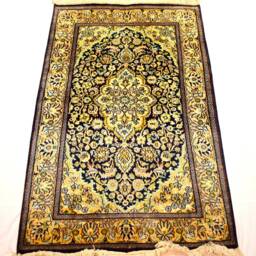 Traditional Luxury Handmade Silk On Cotton Rug, Handwoven Persian Design Home Decorative Rug, 4x2.5 Sq.ft Size - thumbnail 2