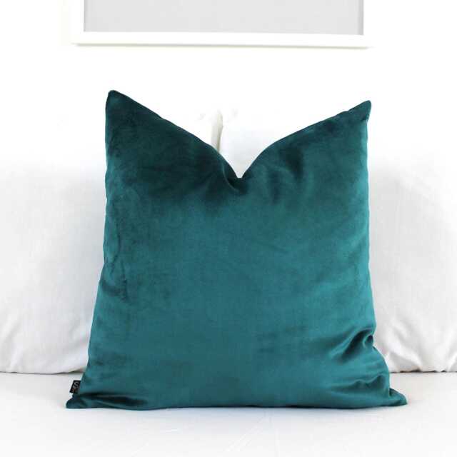 Deep Teal Velvet Pillow Cover - Patina Blue Green Cushion Luxury Jewel Tone Lumbar & Square - image 1