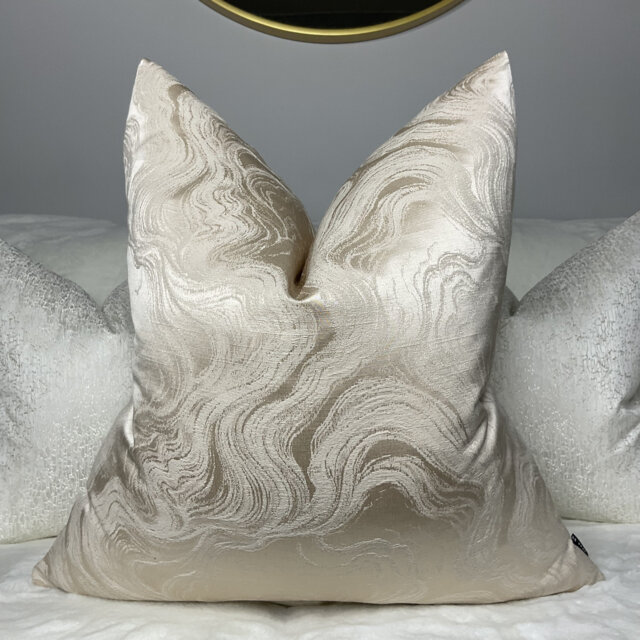Luxury Cushion Cover Pillow Sham Marble Effect Buttermilk Colour Designer Fabric Handmade in UK Home Decor - image 1