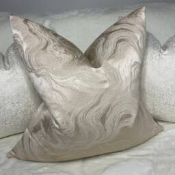 Luxury Cushion Cover Pillow Sham Marble Effect Buttermilk Colour Designer Fabric Handmade in UK Home Decor - thumbnail 2