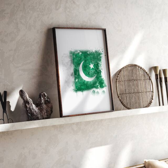 Pakistan Watercolor Flag Wall Art Print - Travel Poster
