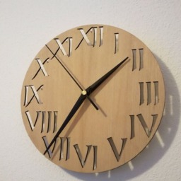 Wooden Wall Clock, Roman Numerals, Laser Cut, Plywood Walnut - thumbnail 3