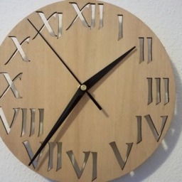 Wooden Wall Clock, Roman Numerals, Laser Cut, Plywood Walnut - thumbnail 4