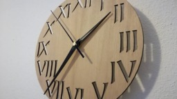 Wooden Wall Clock, Roman Numerals, Laser Cut, Plywood Walnut