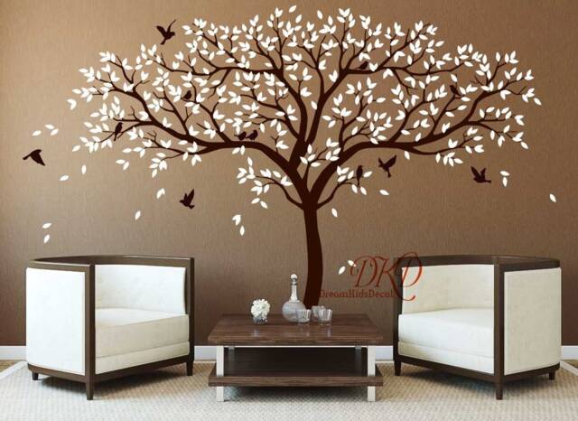 Family Tree Wall Decal With Birds, Nursery Decor, Modern Home Decor - image 1
