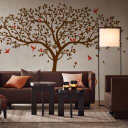 Family Tree Wall Decal With Birds, Nursery Decor, Modern Home Decor - thumbnail 3