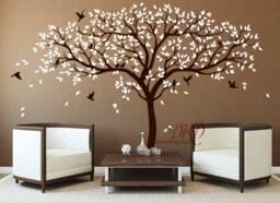 Family Tree Wall Decal With Birds, Nursery Decor, Modern Home Decor - thumbnail 1