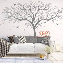 Family Tree Wall Decal With Birds, Nursery Decor, Modern Home Decor - thumbnail 2