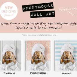 Rabbit in A Bathrobe Print, Bunny Bathing, Funny Bathroom Animal With Towel On Head, Cute Bath Robe, Fun Print - thumbnail 2