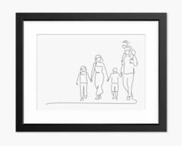 Family Print, Illustration, Line Art, Drawing, Gift, Portrait, Wall Drawing - thumbnail 1
