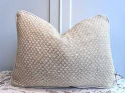 Cushions Made in Fermoie Figured Beige Linen Cushion Pillow Throw Cover - thumbnail 1