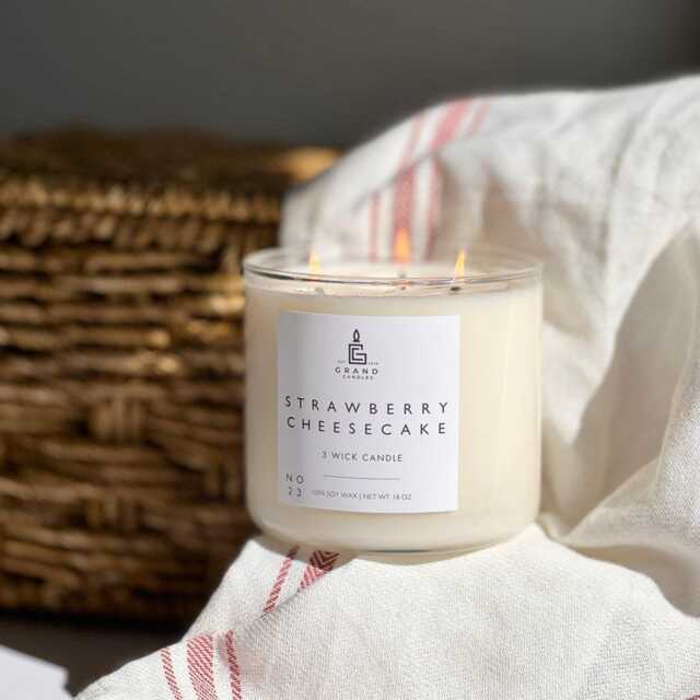strawberry Cheesecake Soy Candle - Sweet Dessert For Her - Best Friend Gift Non-Toxic Clean Burning Home Scent & Aromatherapy - image 1