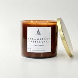 strawberry Cheesecake Soy Candle - Sweet Dessert For Her - Best Friend Gift Non-Toxic Clean Burning Home Scent & Aromatherapy - thumbnail 2