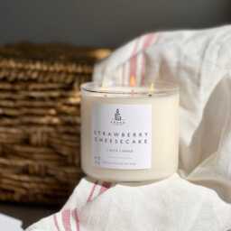strawberry Cheesecake Soy Candle - Sweet Dessert For Her - Best Friend Gift Non-Toxic Clean Burning Home Scent & Aromatherapy - thumbnail 1