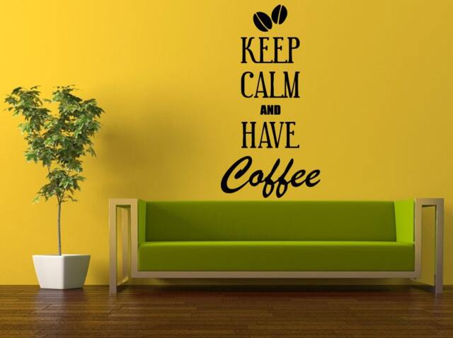 Wall Decal Vinyl Sticker Decals Interior Decor Diy Free Shipping Keep Calm & Have Coffee Shop Sign Words Phrase Saying Quote Kitchen L521 - image 1