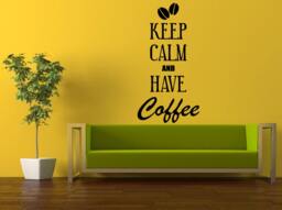 Wall Decal Vinyl Sticker Decals Interior Decor Diy Free Shipping Keep Calm & Have Coffee Shop Sign Words Phrase Saying Quote Kitchen L521 - thumbnail 1