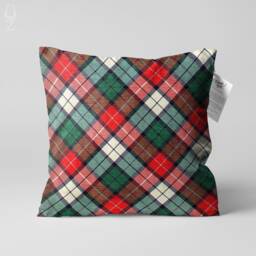 xmas Christmas Cushion Cover With Plaid Pattern Red & Green - Double Sided Printing On The Chenille Fabric Multi Sizes Tartan Pillow - thumbnail 1