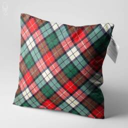 xmas Christmas Cushion Cover With Plaid Pattern Red & Green - Double Sided Printing On The Chenille Fabric Multi Sizes Tartan Pillow - thumbnail 3