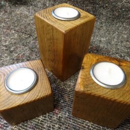 Hand Made Vintage Pine Candle Holders - thumbnail 3