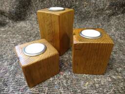 Hand Made Vintage Pine Candle Holders