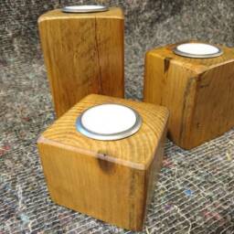 Hand Made Vintage Pine Candle Holders - thumbnail 2