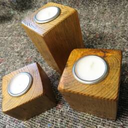 Hand Made Vintage Pine Candle Holders - thumbnail 4