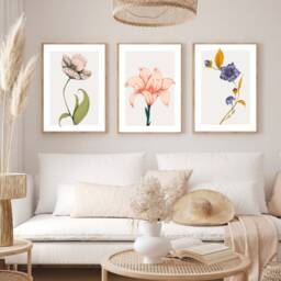 Set Of 3 Prints, Botanical Floral Wall Art, Flower Print, Nature Modern Living Decor, New Home Gift, Prints - thumbnail 2