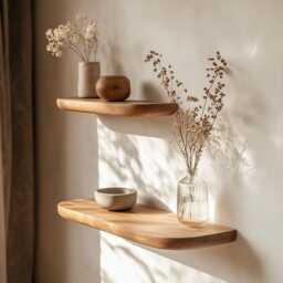 Solid Oak Wood Floating Shelf - Decorative With Hidden Brackets