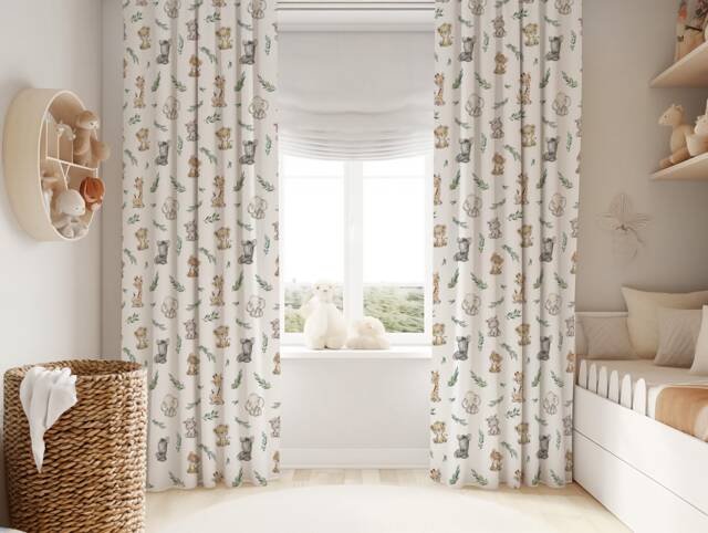 Safari Curtains Drapes Elephant Zebra Curtains Nursery Baby Gift New Born Bedding - image 1