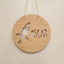 Rocket Personalised Wooden Wall/Door Hanging-Wall Hanging-Kids Door Sign-Custom Name-Kids Gift-Baby Gift-Lasercut-Plaque-Space-Spaceship - thumbnail 2