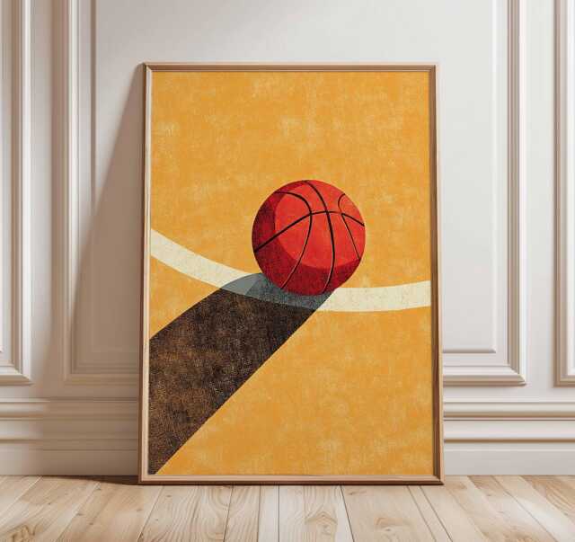 Basketball Wall Art Print - Modern Sports Poster Minimalist Ball Artwork Athletic Gym Decor Contemporary Illustration - image 1