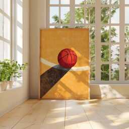 Basketball Wall Art Print - Modern Sports Poster Minimalist Ball Artwork Athletic Gym Decor Contemporary Illustration - thumbnail 3