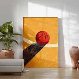 Basketball Wall Art Print - Modern Sports Poster Minimalist Ball Artwork Athletic Gym Decor Contemporary Illustration - thumbnail 2