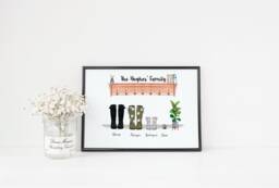 Personalized Family Welly Boot Print Custom Wall Art