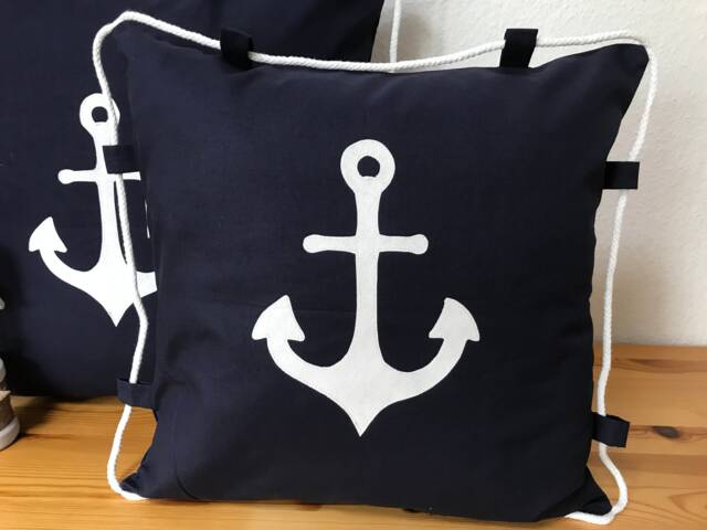 Cushion Cover Maritime Cord Blue/White 50x50cm - image 1