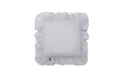 Gray Linen Pillow With Ruffles, Boho Decorative Throw Pillow, Neutral Home Decor - thumbnail 1