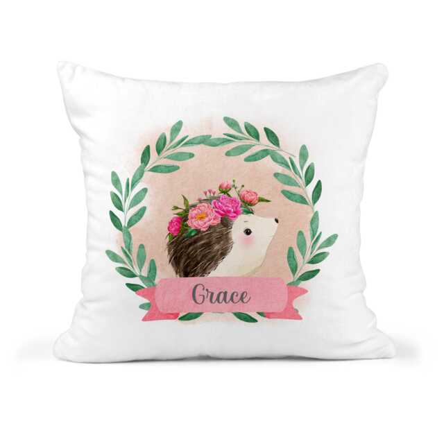 Personalised Hedgehog Cushion - Custom Girls Bedroom Pillow Nursery Decor Decorative Kids Room - image 1