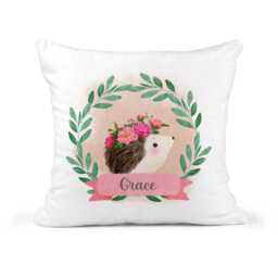 Personalised Hedgehog Cushion - Custom Girls Bedroom Pillow Nursery Decor Decorative Kids Room - thumbnail 1