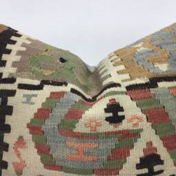 Vintage Kilim Pillow Cover, Handwoven Turkish Pillow, 16x16 - thumbnail 3